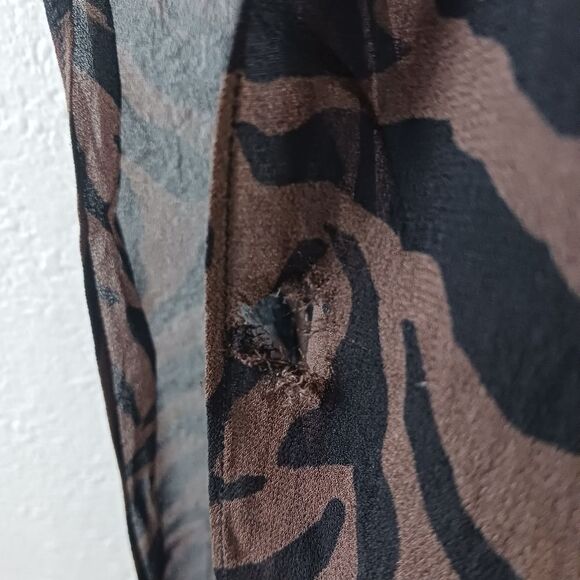 ba&sh Animal Print Selena Maxi high low Ruffle Zebra Print Dress Brown size XS - Picture 9 of 13